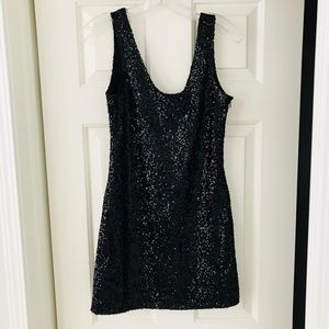 Black sequin mini dress
